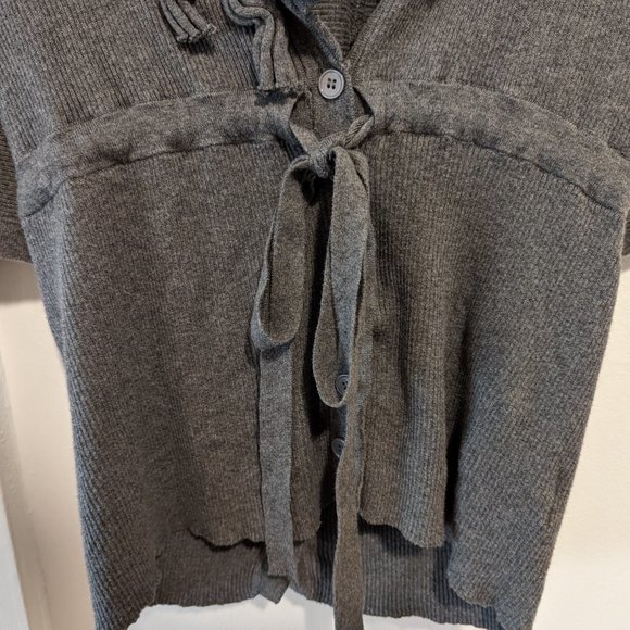 Anthropologie Knitted & Knotted Grey Ruffled Sweater - Picture 8 of 13